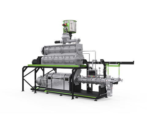 Adjustable formula feed extruder