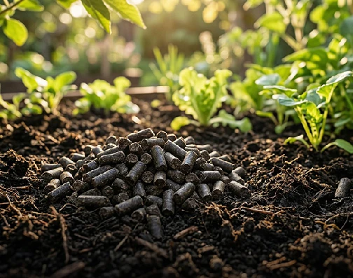 Organic waste processed into granular fertilizer for crop fertilization