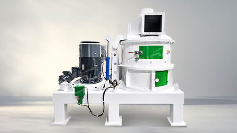 Compact vertical micro grinder, small footprint, ideal for fine grinding grain, forage and feed materials.
