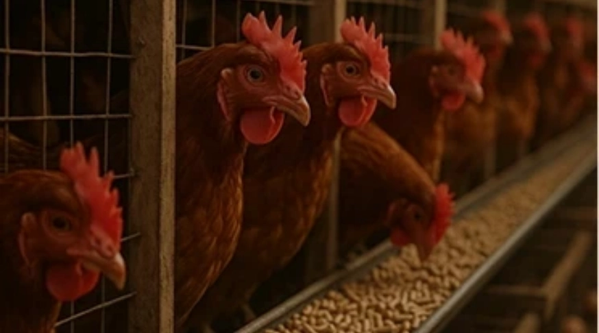 poultry chickens are eating chicken feed