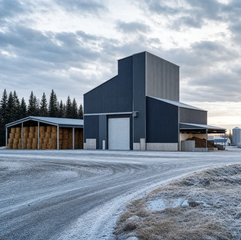 A straw and cow manure mixed pellet plant with a capacity of 10 tons/hour in Canada
