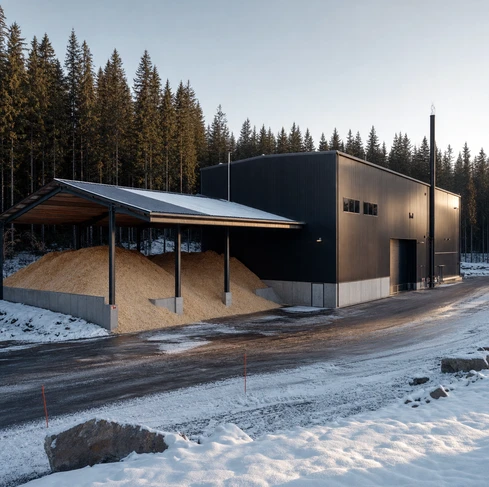 A spruce wood shaving pellet plant with a capacity of 2.5-4 tons/hour in Finland