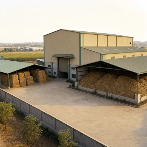 A corn stalk biomass pellet feed production line with a capacity of 15 tons/hour in India