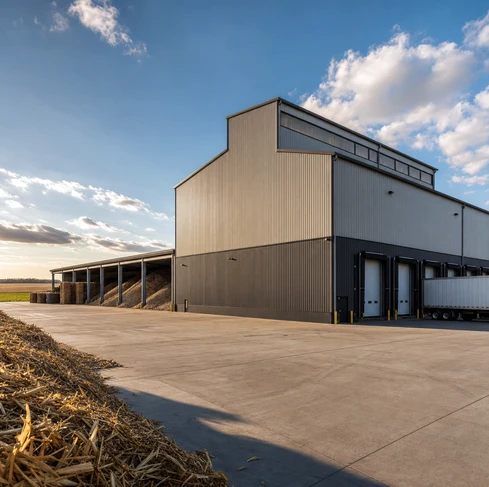 A pellet plant for cassava residue and corn stalks with a capacity of 12 tons/hour in the USA
